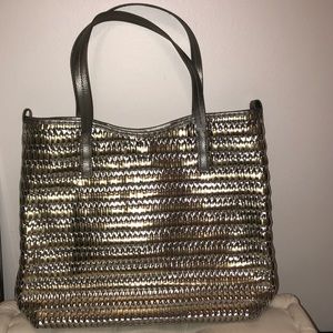 Botkier PVC Silver and Gold Woven Wanderlust Tote